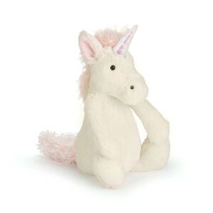 Jellycat London Bashful Unicorn Plush Cream Pink Iridescent Horn Medium 12"